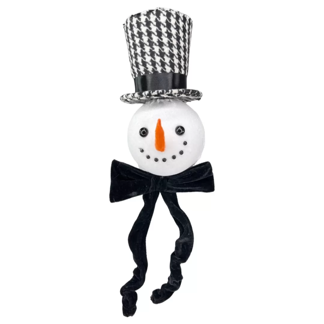 Regency Ornaments-Black And White Check Snowman Head Ornament