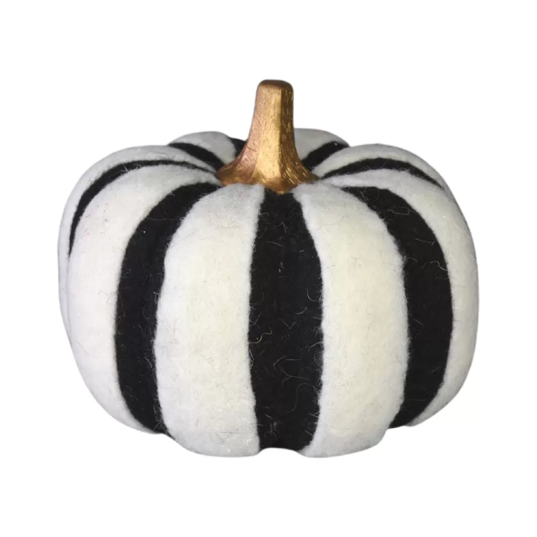 Direct Export Co. Halloween Table Top Decor-Black And White Felt Pumpkin