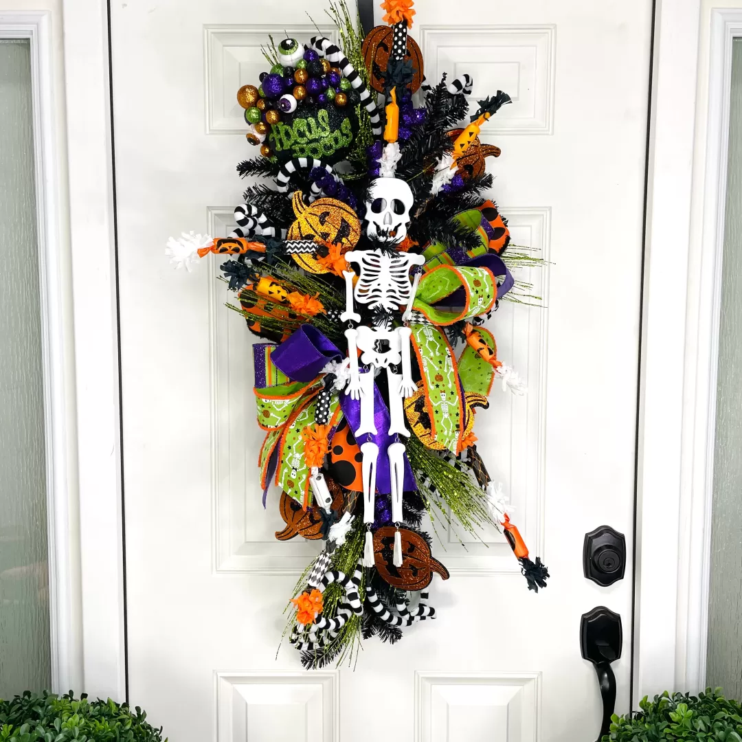 Craig Bachman Halloween Door Decor-Black Belgium Spruce Teardrop, 36"