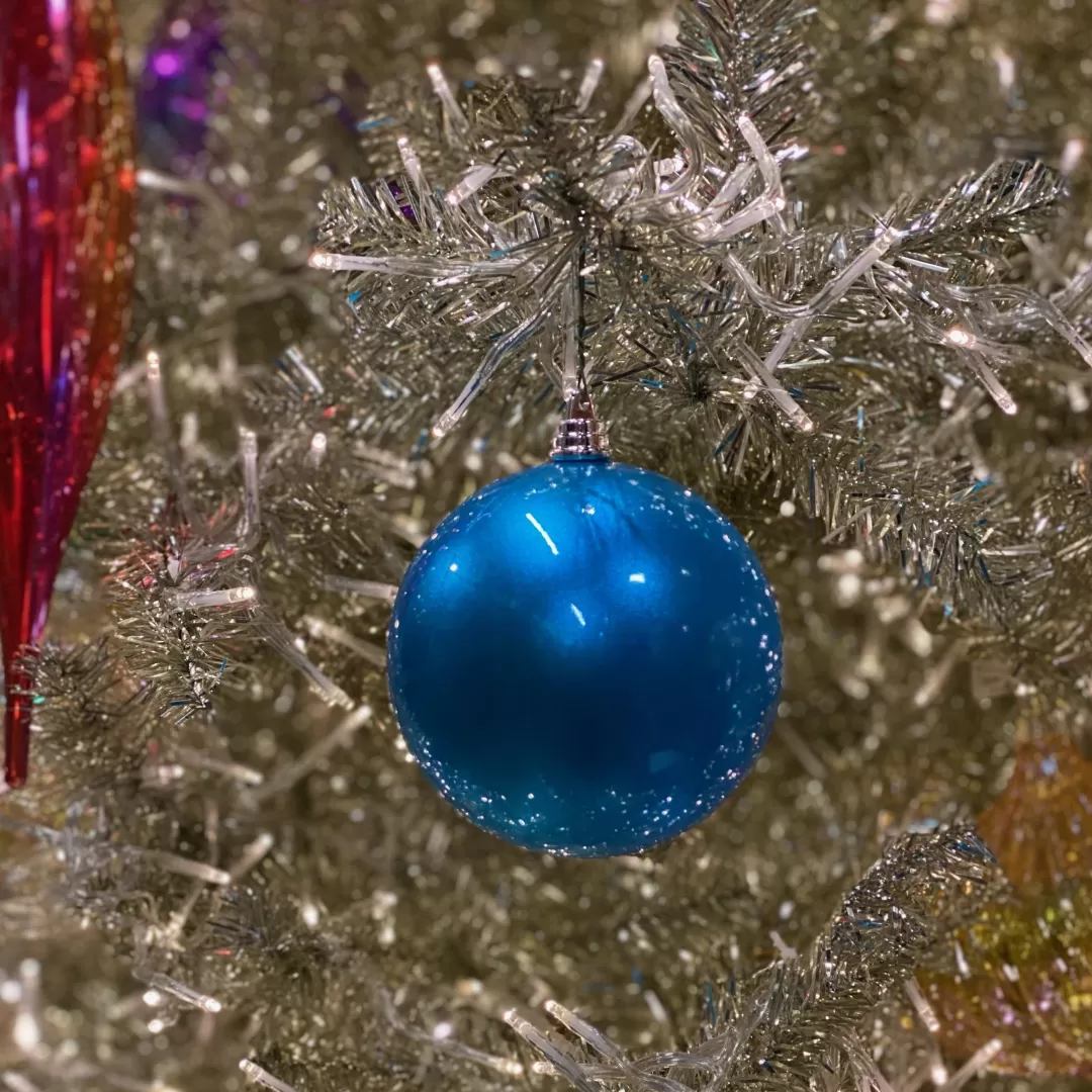 Farrisilk Ball Ornaments-Blue Candy Apple Ball Ornament, 4"