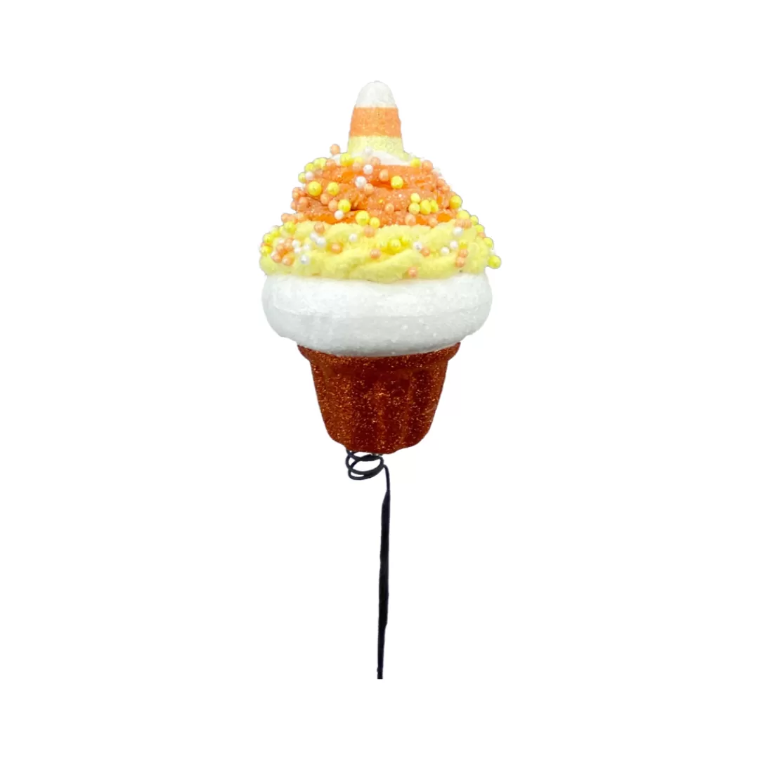 Liberty Floral Halloween Sprays & Picks-Candy Corn Cupcake Pick