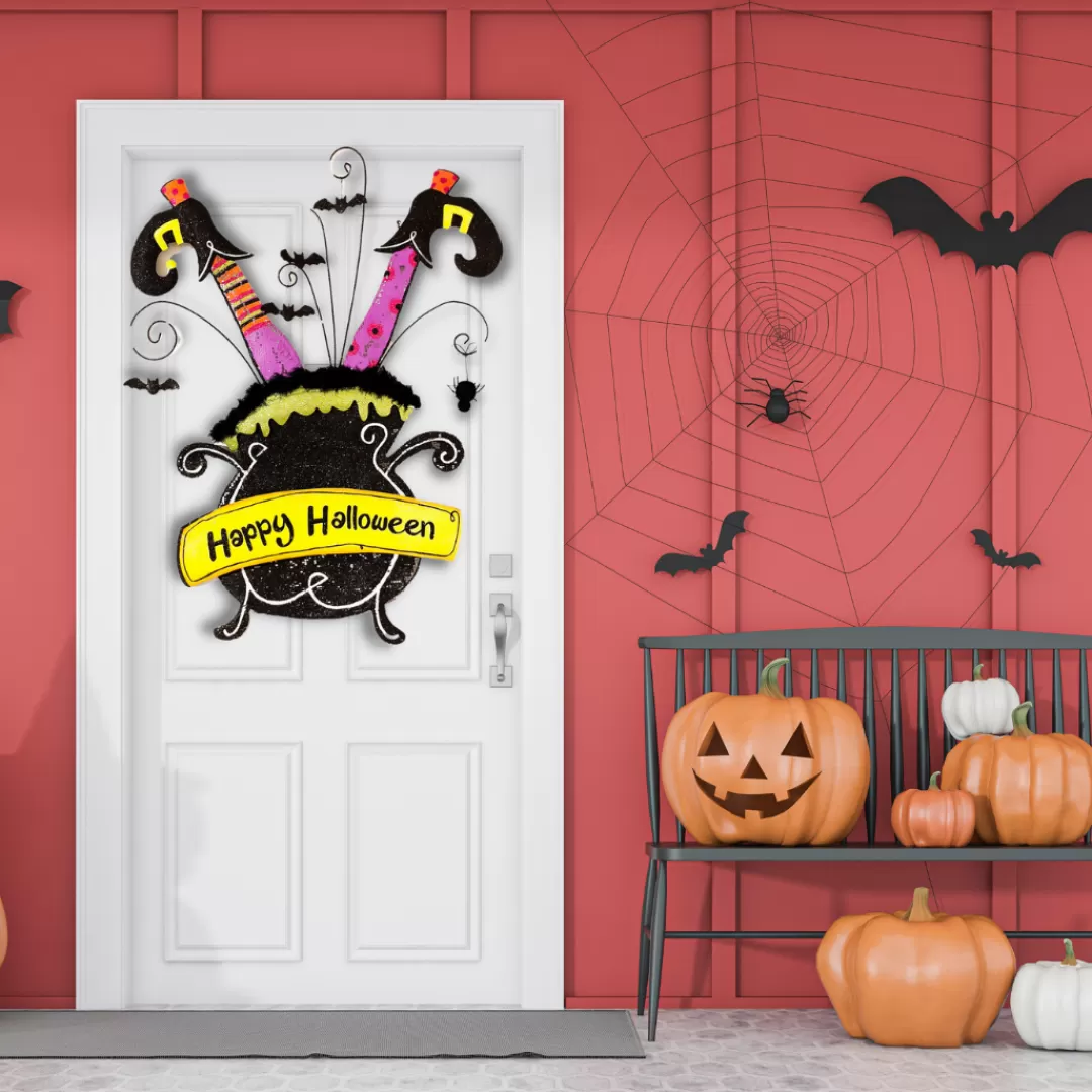 Deck The Halls Y'all Halloween Door Decor-Cauldron Happy Halloween Door Screen