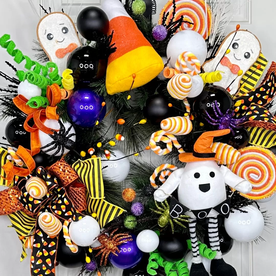 Liberty Floral Halloween Sprays & Picks-Chenille Candy Corn Curly Spray