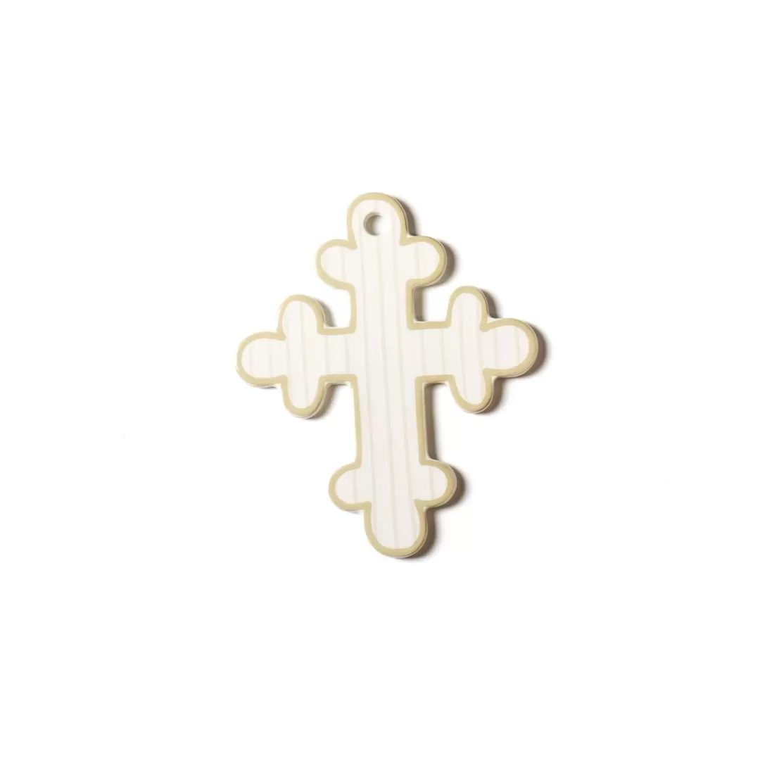 Happy Everything Ornaments-Ecru Pinstripe Cross Ornament By !