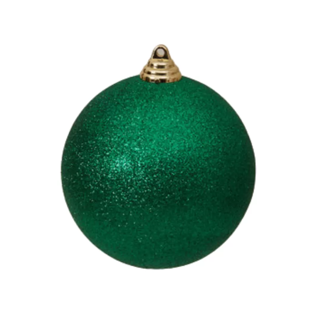 Farrisilk Ball Ornaments-Emerald Green Glitter Ball Ornament, 8"