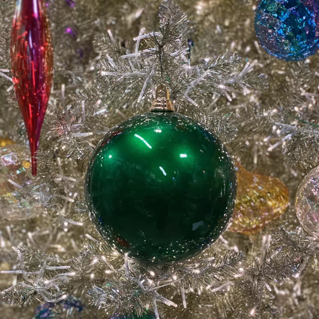 Farrisilk Ball Ornaments-Emerald Green Shiny Ball Ornament, 8"