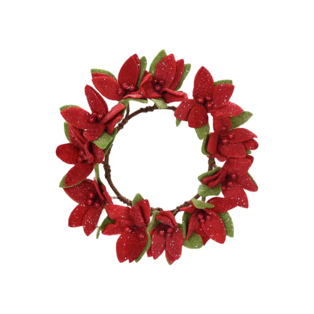 Direct Export Co. Ornaments-Felt Poinsettia Wreath Ornament