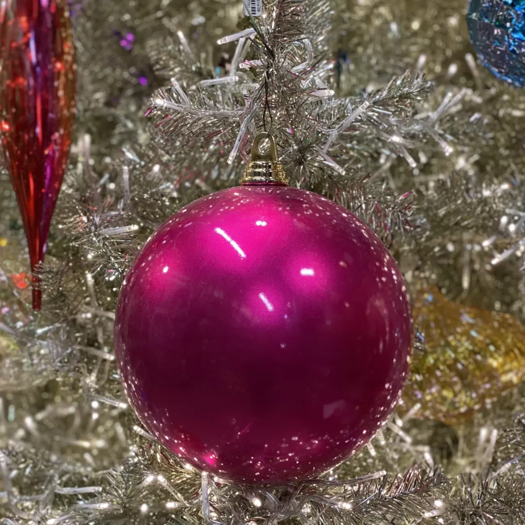 Farrisilk Ball Ornaments-Fuchsia Candy Apple Ball Ornament, 4"