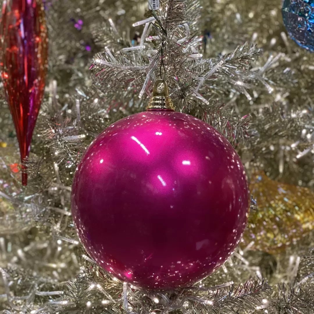 Farrisilk Ball Ornaments-Fuchsia Candy Apple Ball Ornament, 8"