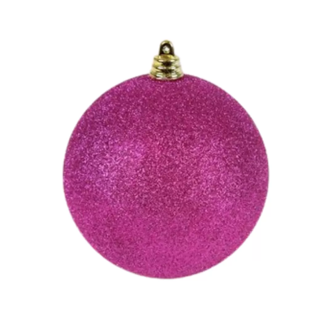 Farrisilk Ball Ornaments-Fuchsia Glitter Ball Ornament, 4"