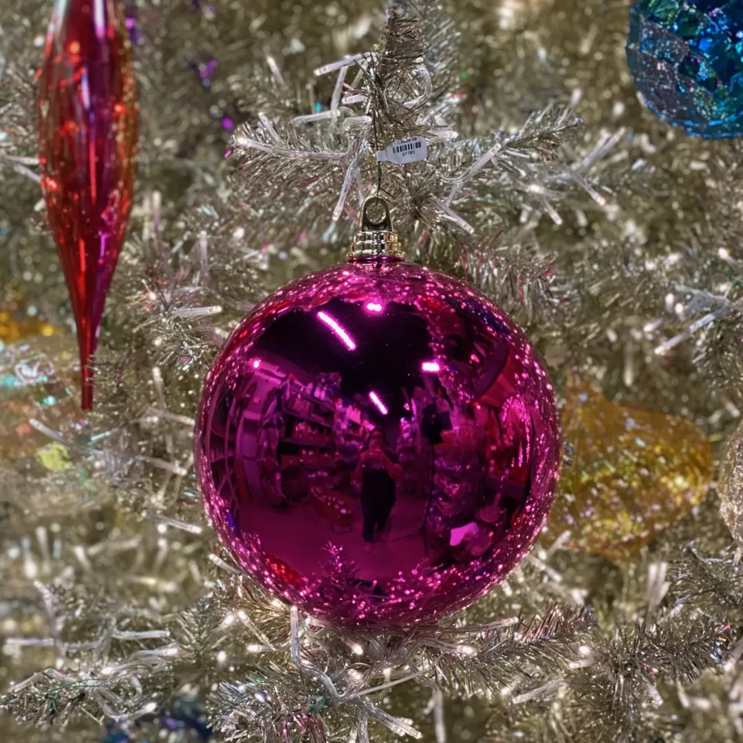 Farrisilk Ball Ornaments-Fuchsia Shiny Ball Ornament, 4"