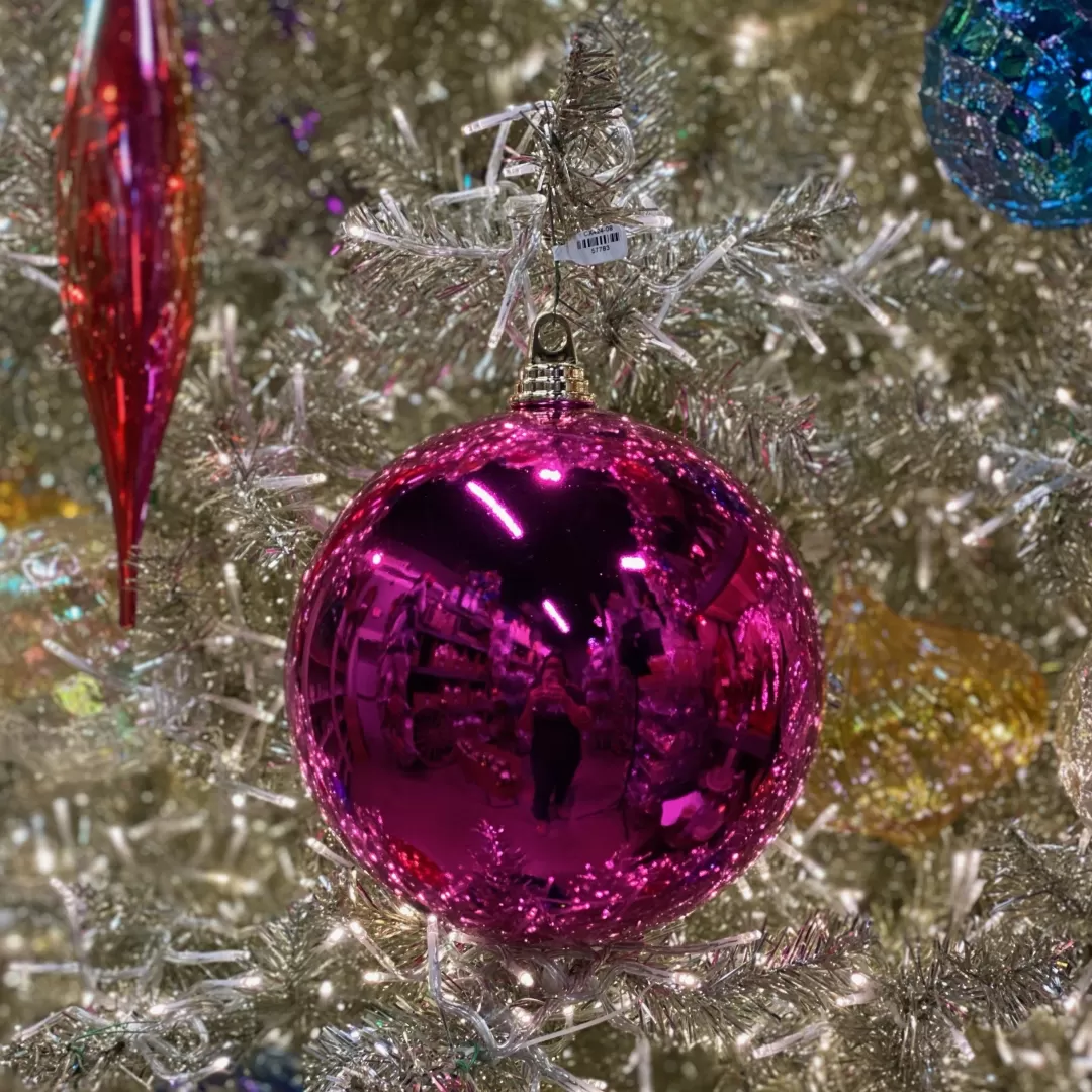 Farrisilk Ball Ornaments-Fuchsia Shiny Ball Ornament, 6"