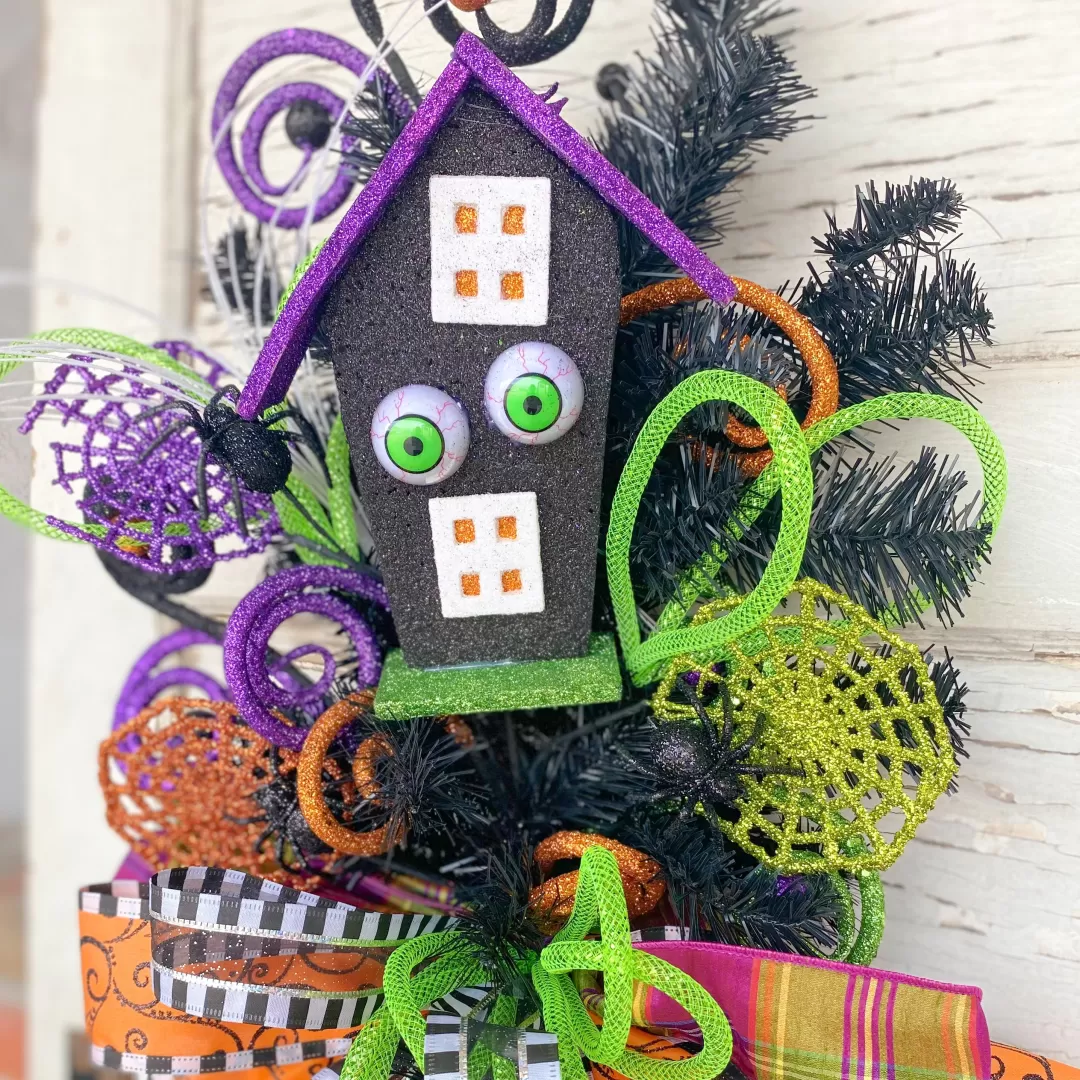 Liberty Floral Halloween Sprays & Picks-Glitter Eye House Bat Spray