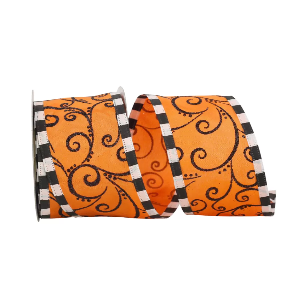 Reliant Ribbon Halloween Ribbon-Halloween Swirl Mix Wired Edge, 2.5"X10Yd