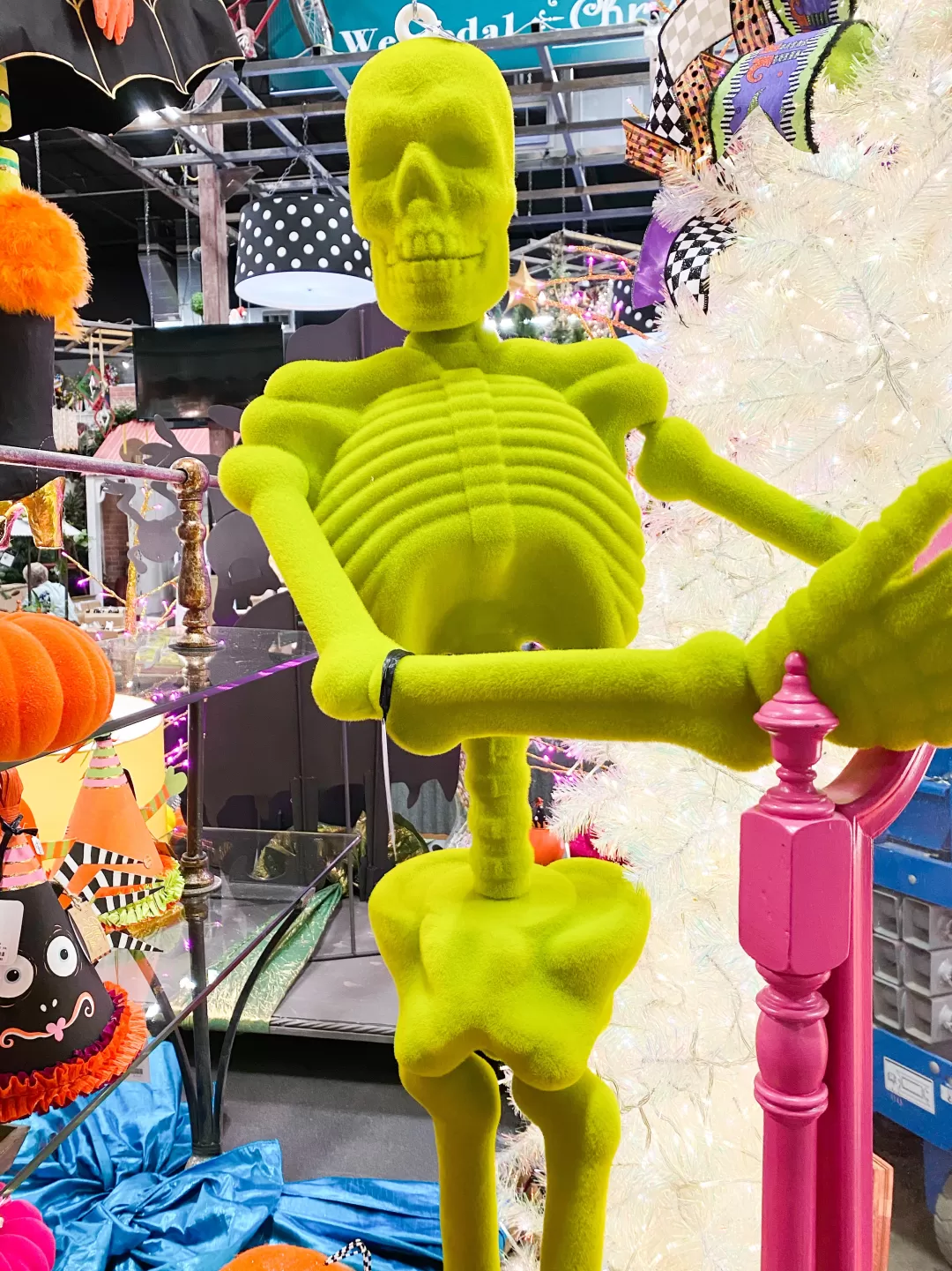 180 Degrees Halloween Focal Points-Large Flocked Skeleton, 5.5'