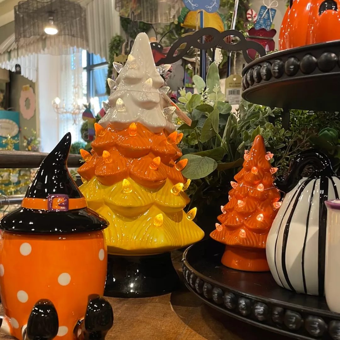 Transpac Halloween Table Top Decor-Light Up Candy Corn Tree