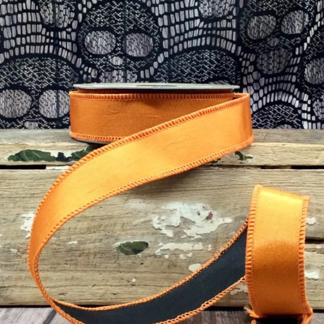 D. Stevens Halloween Ribbon-Orange And Black Double-Sided Ribbon, 1.5" X 10Yd