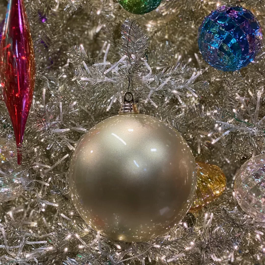 Farrisilk Ball Ornaments-Platinum Candy Apple Ball Ornament, 4"