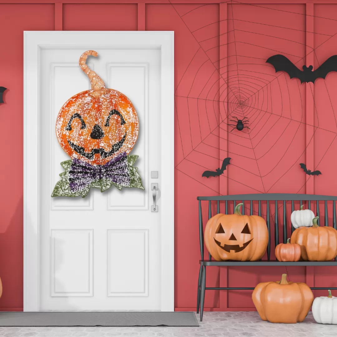 Deck The Halls Y'all Halloween Door Decor-Pumpkin Door Screen