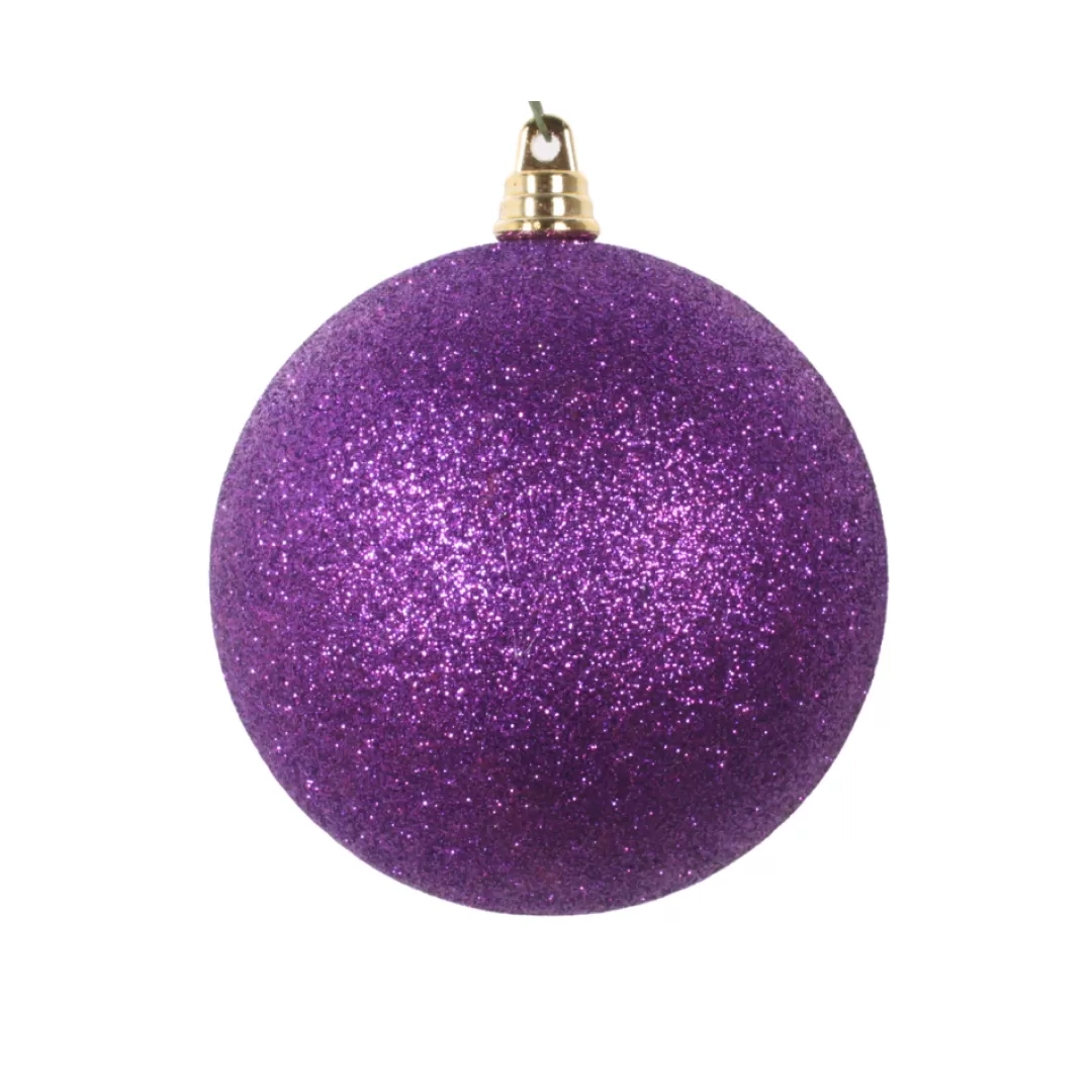 Farrisilk Ball Ornaments-Purple Glitter Ball Ornament, 6"